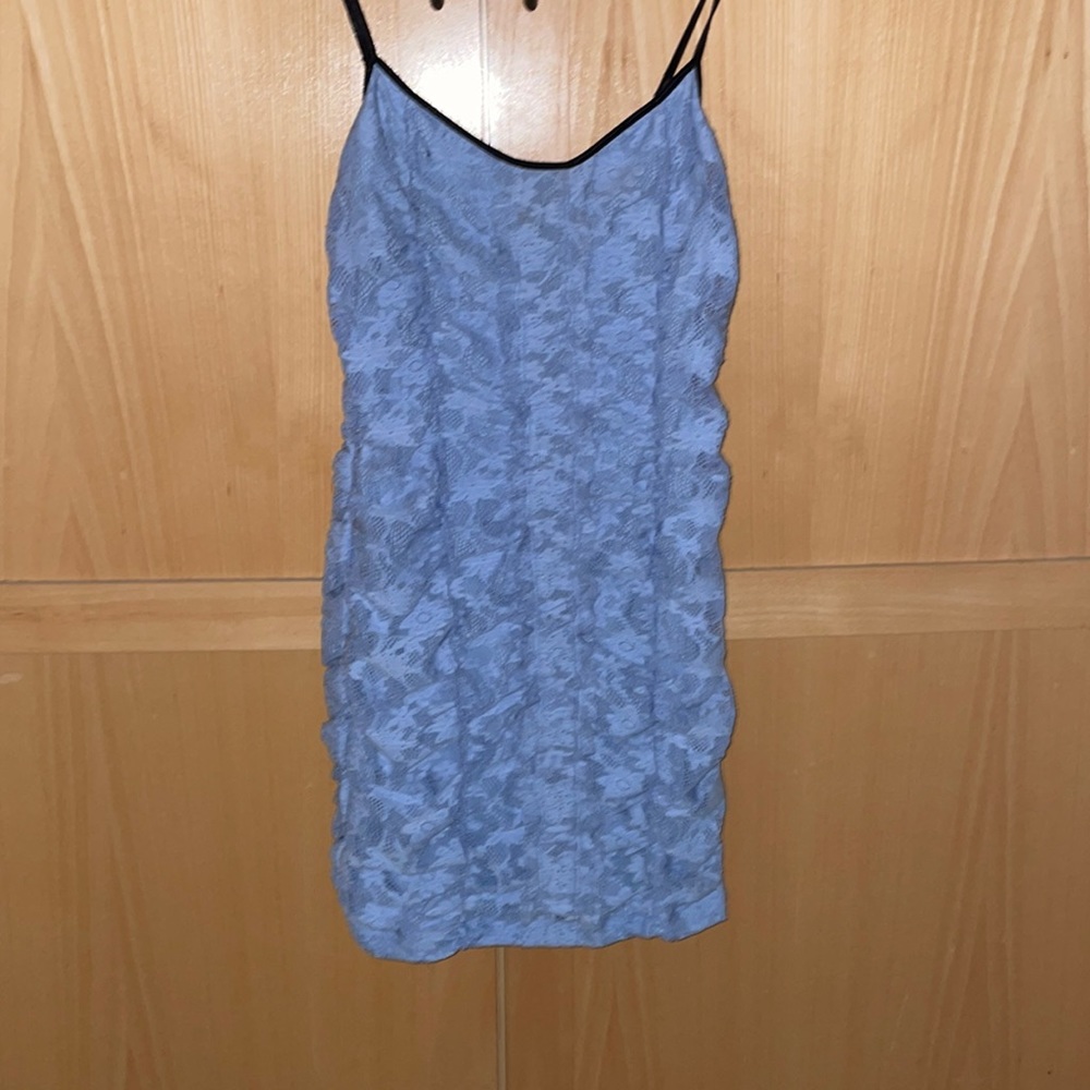 Blue lace mini dress